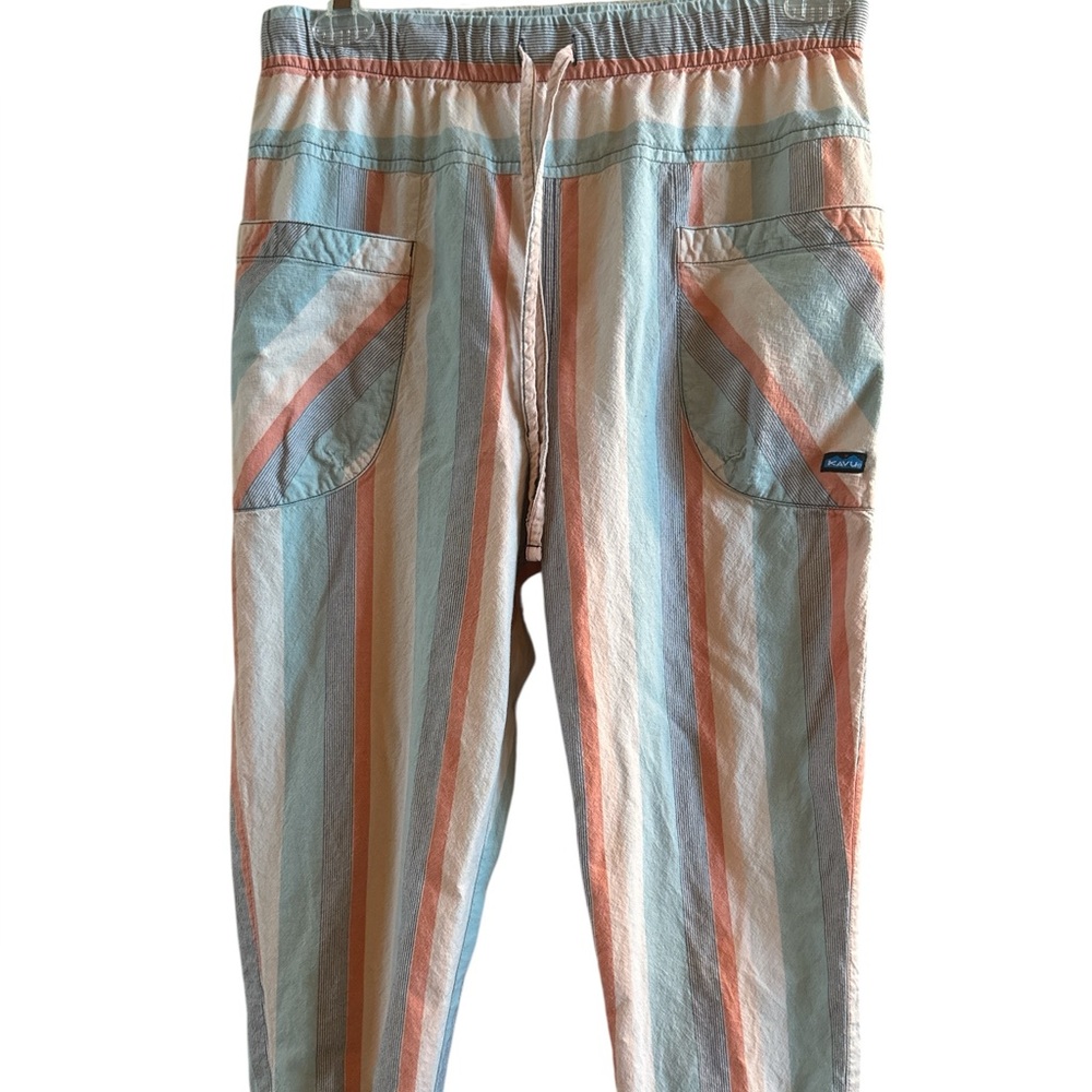 KAVA Women’s Woodside Pants Pastel Stripe High Rise Cotton Pants Size Large Boho